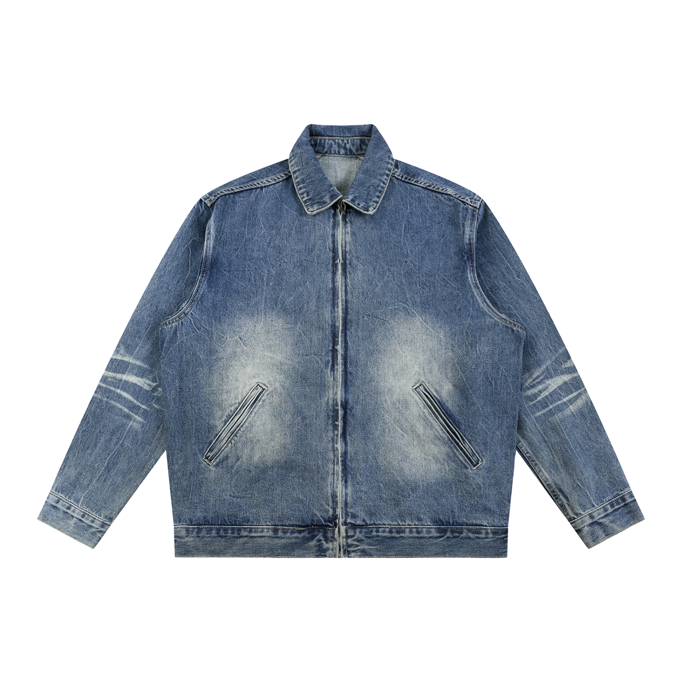Vintage Wash Zip Up Denim Jacket – theCaladan