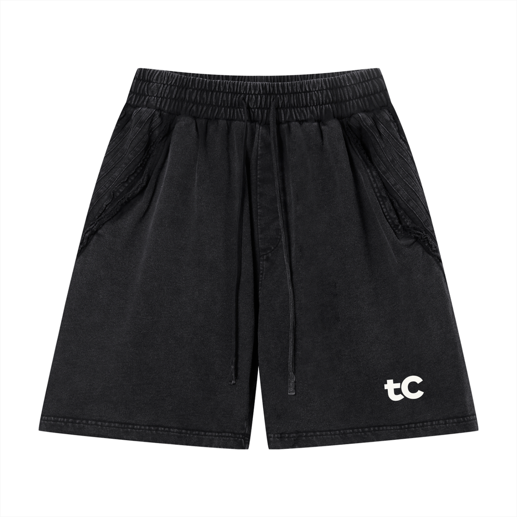 Unisex Vintage Wash Raw Edge Shorts